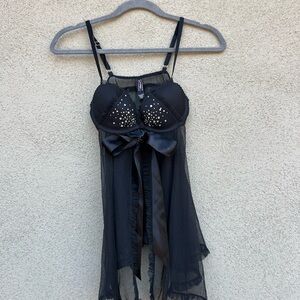 Victorias Secret 2010 Sexy Little things Mesh Lace Bling Bra Teddy Cami Lingerie